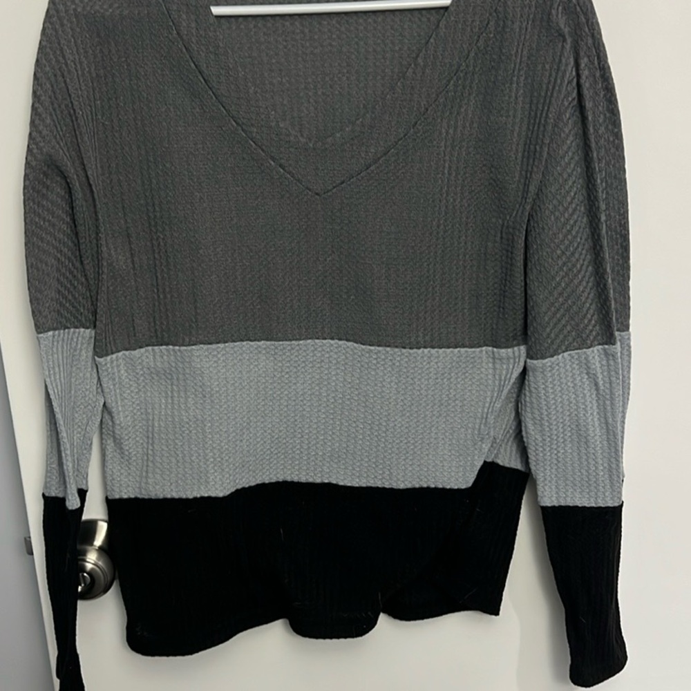 SHEIN Women's Color Block Sweater - Gray and Black
